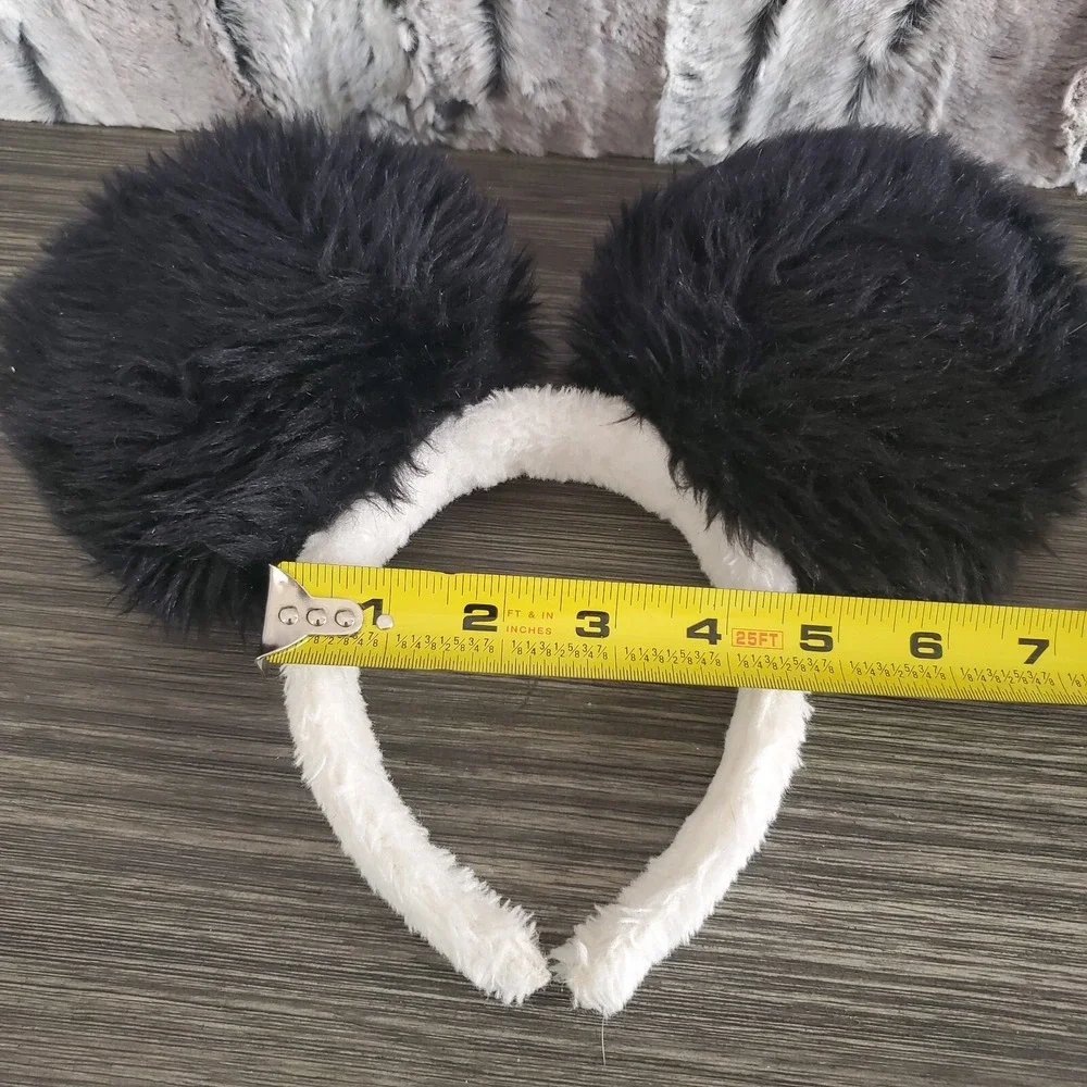 Fuzzy Black Halloween Furry Plush Panda Bear Headband - Child Sized